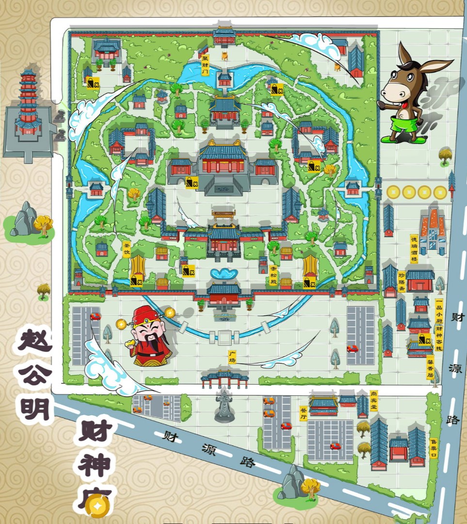 富县寺庙类手绘地图